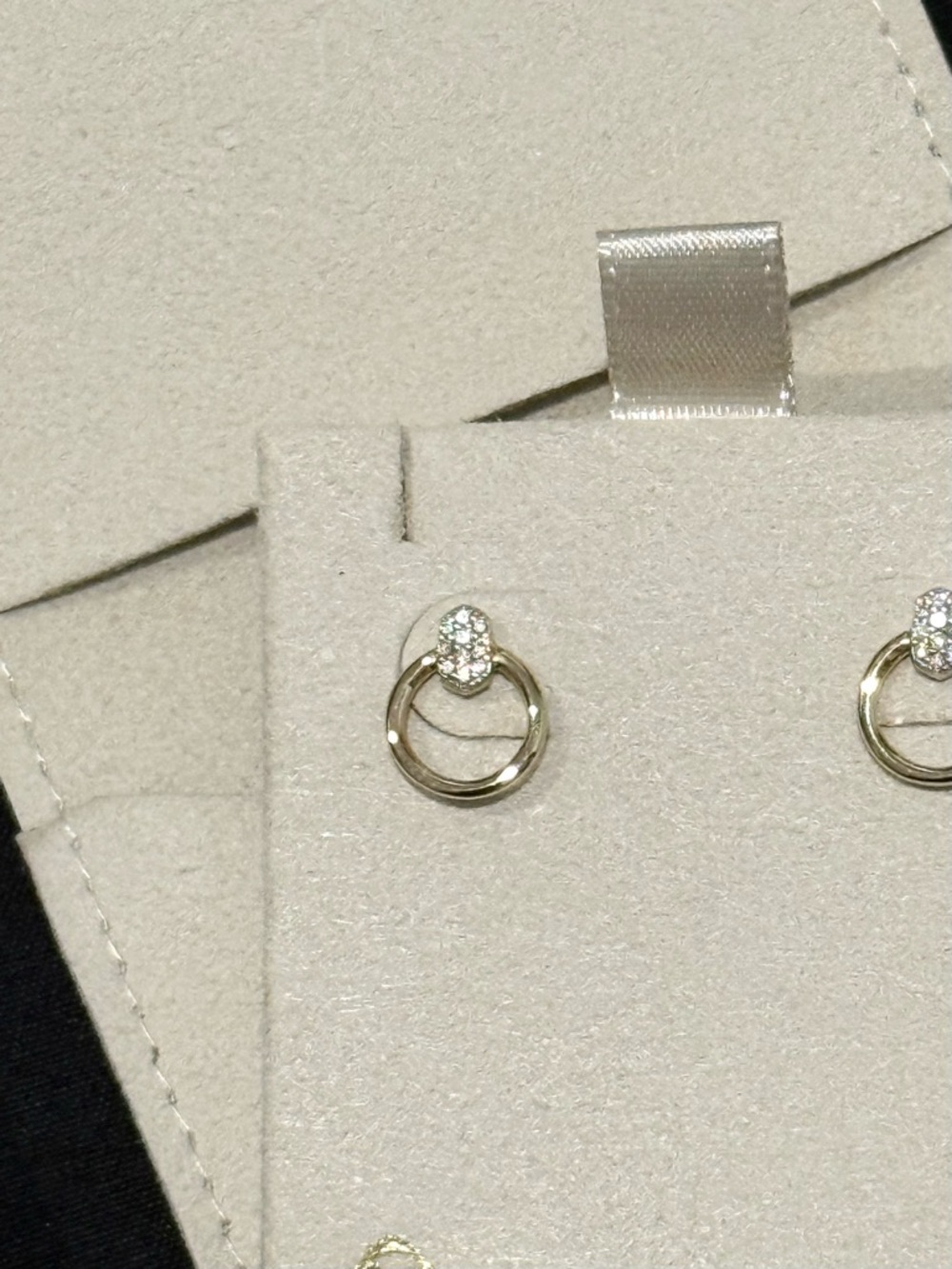 RARE Kendra Scott Tegan 14k Yellow Gold Stud Earrings in White Diamond - Picture 4 of 9